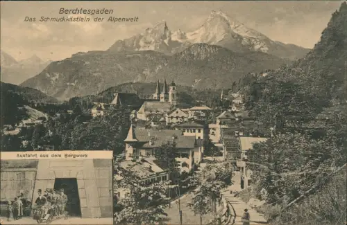 Ansichtskarte Berchtesgaden Ausfahrt aus dem Bergwerk - Stadt 2 Bild 1911