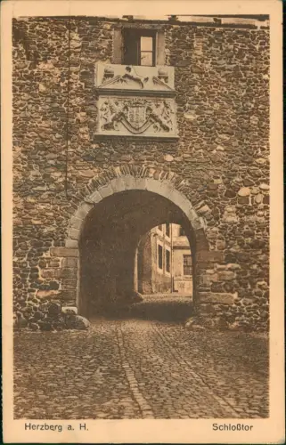 Ansichtskarte Herzberg (Harz) Schloßtor - Portal 1960/1918