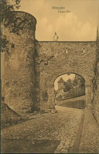 Ansichtskarte Bad Wimpfen Unter-Tor, Straßenblick 1909