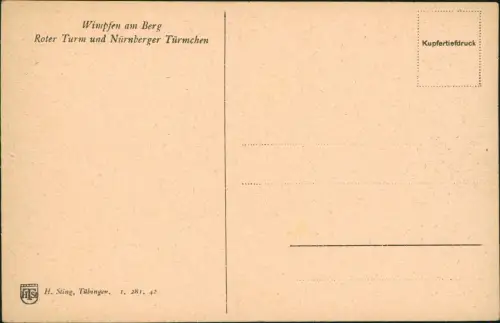 Ansichtskarte Bad Wimpfen Roter Turm und Nürnberger Türmchen 1928