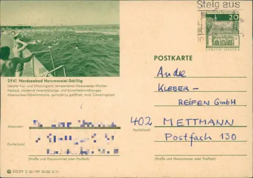 Horumersiel-Schillig-Wangerland Ganzsache 015279 C 25/199 20 000 2.71 1971