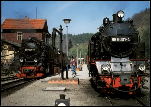 Alexisbad-Harzgerode Dampflokomotiven der Harzer Schmalspurbahnen Bahnhof 1995
