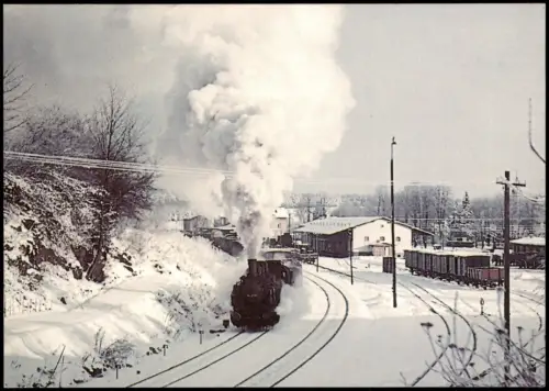 Ansichtskarte Großröhrsdorf Nahgüterzug mit Dampflokomotive im Bahnhof 1938