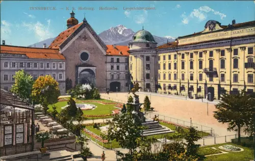 Ansichtskarte Innsbruck Hofburg. Hofkirche. Leopoldsbrunnen. 1914
