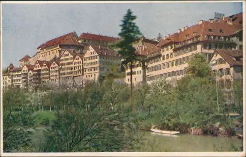 Ansichtskarte Tübingen Schloß mit Neckarhalde und Stift Künstlerkarte 1929