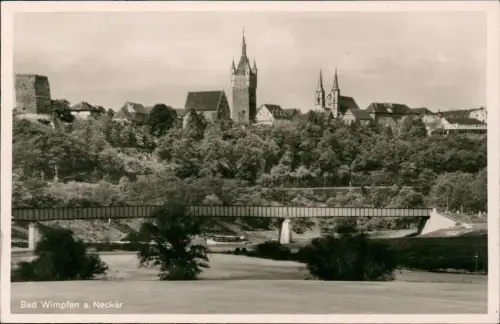Ansichtskarte Bad Wimpfen Stadtansicht mit neuer Brücke 1953