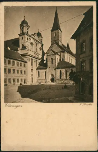 Ansichtskarte Ellwangen (Jagst) Stifts- und ev. Stadtkirche 1929