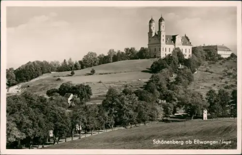 Ansichtskarte Schönenberg-Ellwangen (Jagst) Allee zur Kirche - Fotokarte 1934