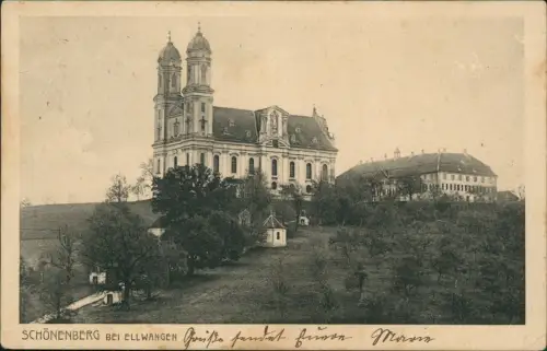 Ansichtskarte Schönenberg-Ellwangen (Jagst) Kirche Weg 1915