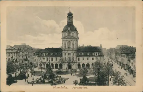 Ansichtskarte Mannheim Paradeplatz - Straßenpartie 1923