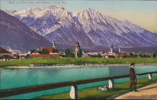 Ansichtskarte Hall in Tirol Solbad Hall Tirol mit Bettelwurf (2725 m). 1914