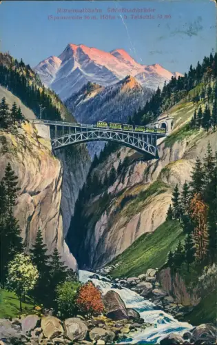 Mittelwaldbahn Mittenwaldbahn Schloßbachbrücke Künstlerkarte 1912