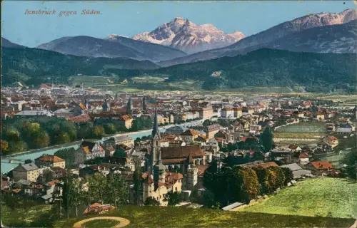 Ansichtskarte Innsbruck Stadt gegen Süden 1909