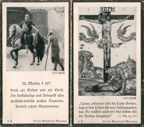 Unteroffizier Gedenkblatt Gebet Porträt WK2 1942