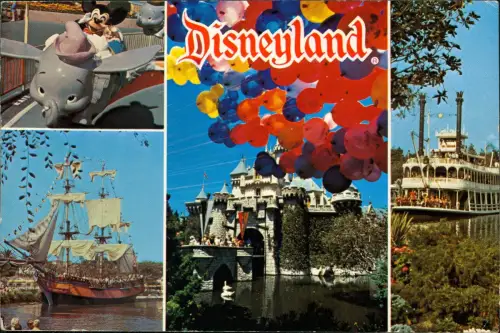 Postcard Anaheim Disneyland Mehrbild Ship Steamer 1982