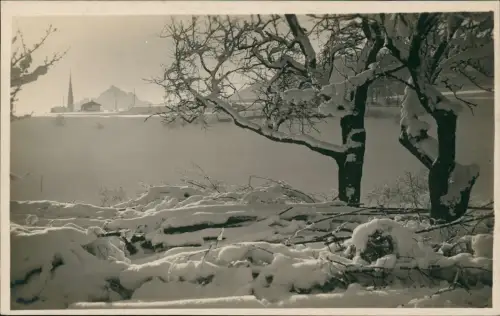 Ansichtskarte Natters Fernblick auf die Stadt im Winter 1929