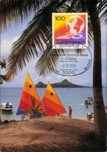 Briefmarke/Stamp Berlin 25. Internationale Tourismusbörse Maximumkarte 1991