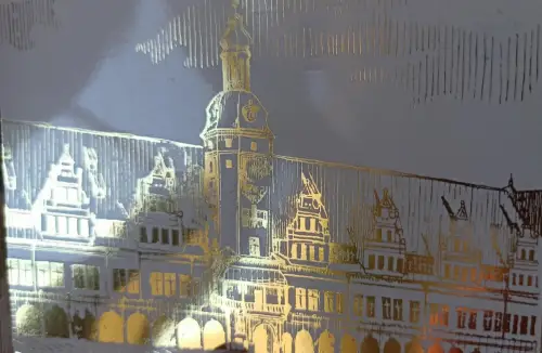 Ansichtskarte Leipzig Altes Rathaus Künstlerkarte 1978 Gold