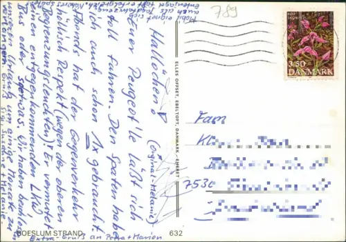 Postcard .Dänemark - Luftbild areal view Boeslum Strand EBELTOFT 1988