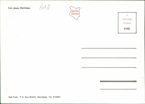 Postcard Mombasa Fort Jesus Kenia 1991