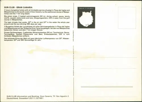 Postale Gran Canaria SUN CLUB Kanaren Canaris 1986
