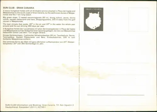 Postale Gran Canaria SUN CLUB Pool Kanaren Canaris 1986