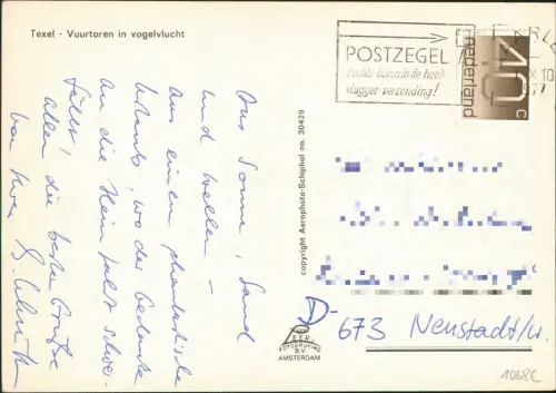 Postkaart Texel Luftaufnahme Luftbild 1977