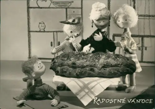 Ansichtskarte  Fernsehen Trickfilm RADOSTNÉ VANOCE Puppen 1966