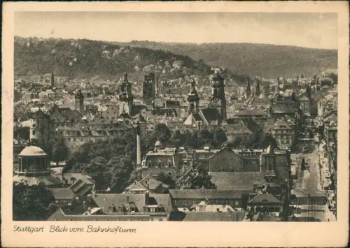 Ansichtskarte Stuttgart Blick vom Bahnhofturm 1942