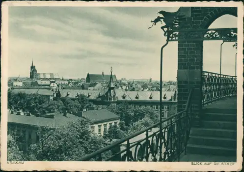 Postcard Krakau Kraków Widok ogólny - Blick auf dei Stadt 1940