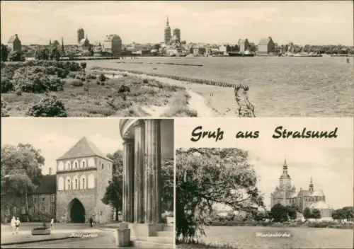 Ansichtskarte Stralsund Panorama, Kniepertor, Mariankirche 1973