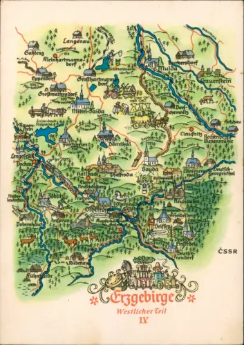Ansichtskarte Sayda Karte vom Erzgebirge und dem Umland 1970