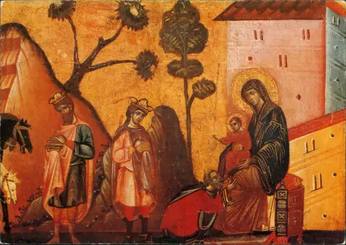 Ansichtskarte  Weihnachten Neujahr Maria Christusking Gemälde 1985