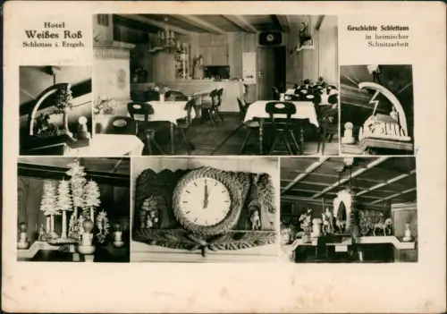 Ansichtskarte Schlettau Hotel "Weißes Roß" DDR Mehrbildkarte 1955