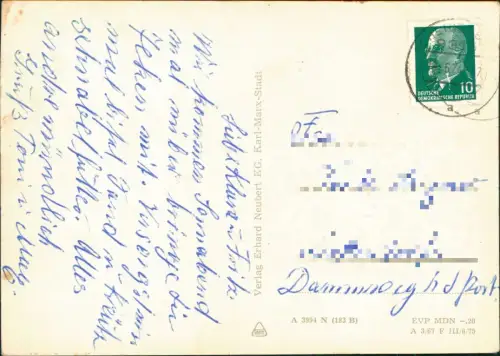 Thum DDR Mehrbildkarte Ortsansichten Grund- Oberschule zur DDR-Zeit 1974/1967
