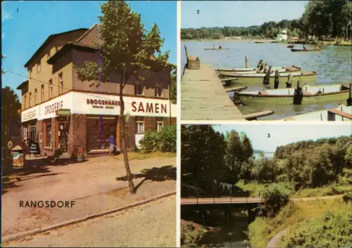 Rangsdorf DDR Mehrbildkarte Strandbad, Krumme Lanke, Drogenhaus/Drogerie 1975