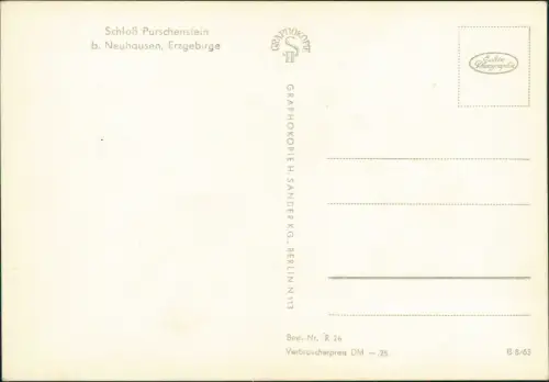 Neuhausen (Erzgebirge) Schloss Purschenstein im Erzgebirge zur DDR-Zeit 1963