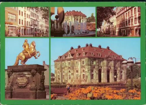 Dresden DDR Mehrbildkarte u.a. mit Straße der Befreiung, div. Gebäude 1986
