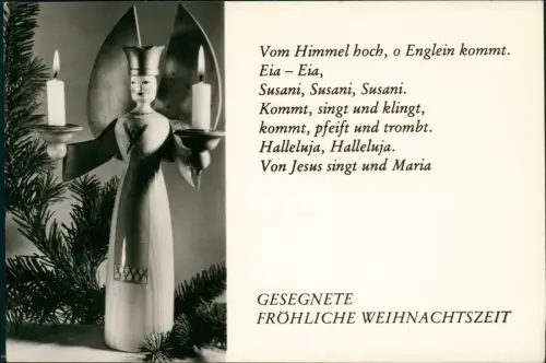 Ansichtskarte  Weihnachten Christmas Engel als Kerzenhalter 1986