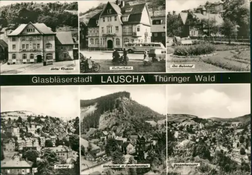 Ansichtskarte Lauscha Mehrbild Hotel Kulturhaus Bahnhof 1973