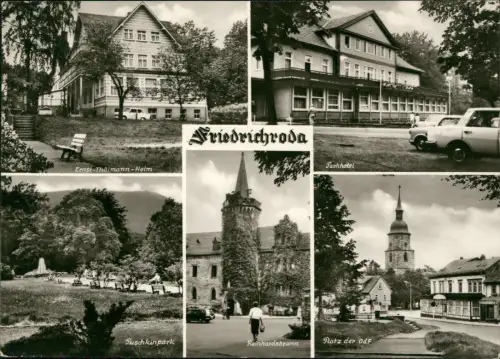 Ansichtskarte Friedrichroda Mehrbildkarte Park Platz der OdF Parkhotel 1978