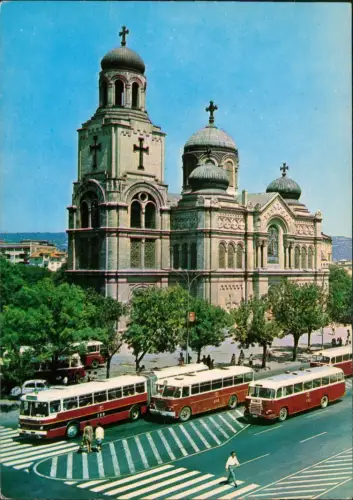 Postcard Warna Варна Kathedrale Straße Bus 1978