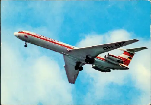 Ansichtskarte  Turbinenluftstrahlverkehrsflugzeug IL 62 INTERFLUG 1980