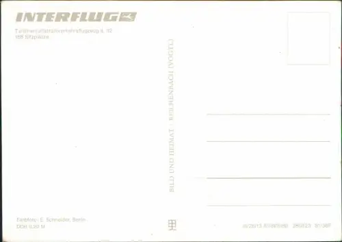 Ansichtskarte  Turbinenluftstrahlverkehrsflugzeug IL 62 INTERFLUG 1980