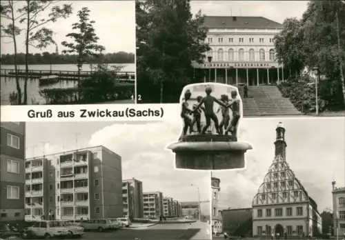 Ansichtskarte Zwickau Mehrbild Klubhaus Neubauten See 1978