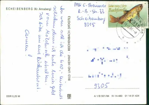 Ansichtskarte Scheibenberg (Erzgebirge) Blick auf die Stadt 1984