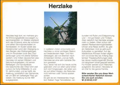 Herzlake LK Emsland Bild-Postkarte mit Ortsansicht Drucksache "Wertscheck" 1980