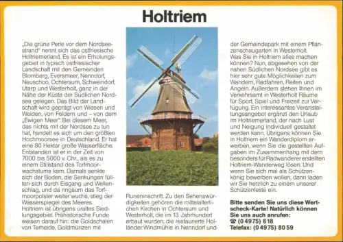 Holtriem Bild-Postkarte  Ortsansicht "Wertscheck" Drucksache Antwortkarte 1980