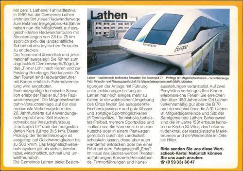 Lathen Transrapid-Magnetschwebebahn Drucksache Antwortkarte "Wertscheck" 1980