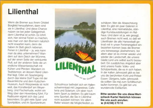 Lilienthal Lilienthal Bild-Postkarte Ortsansicht Antwortkarte "Wertscheck" 1980